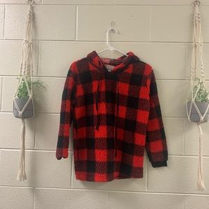 Red and black sweatshirt